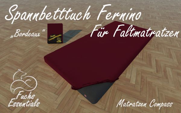 Spannbetttuch 112x180x11 Fernino bordeaux - besonders geeignet für faltbare Matratzen