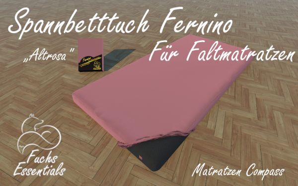 Spannbetttuch 90x180x11 Fernino altrosa - speziell für faltbare Matratzen