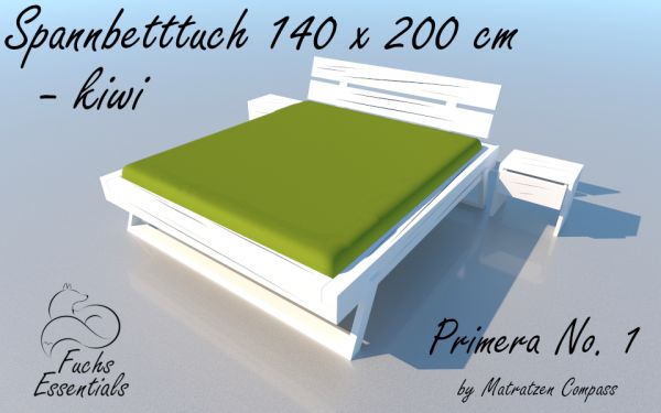 Spannbetttuch 150 x 200 Primera No.1 in kiwi - für Matratzen bis 22 cm Höhe