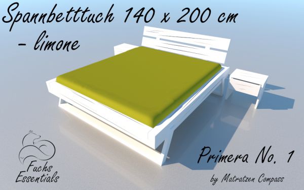 Spannbetttuch 150 x 200 Primera No.1 in limone - für Matratzen bis 22 cm Höhe
