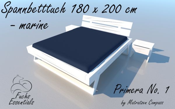 Spannbetttuch 180 x 200 Primera No.1 in marine - für Matratzen bis 22 cm Höhe