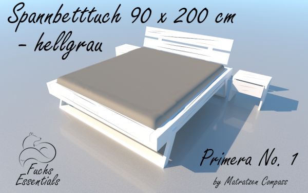 Spannbetttuch 100 x 200 Primera No.1 in hellgrau - für Matratzen bis 22 cm Höhe