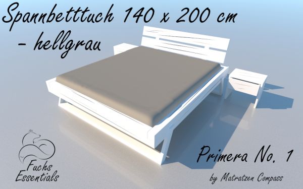 Spannbetttuch 150 x 200 Primera No.1 in hellgrau - für Matratzen bis 22 cm Höhe