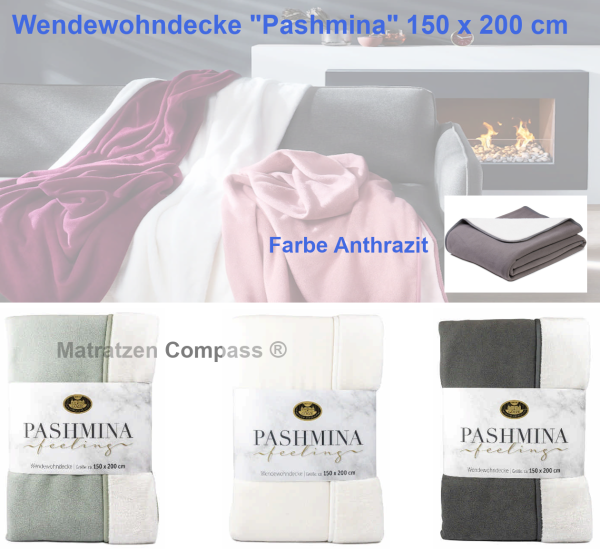 Wendewohndecke Pashmina in Premium Qualität anthrazit 150 x 200 cm