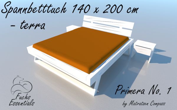 Spannbetttuch 150 x 200 Primera No.1 in terra - für Matratzen bis 22 cm Höhe