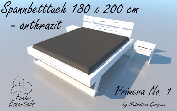 Spannbetttuch 180 x 200 Primera No.1 in anthrazit - für Matratzen bis 22 cm Höhe