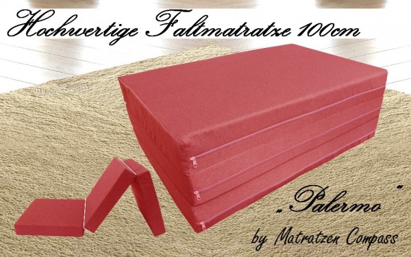 Faltbare Matratze 100x180x8 cm rot Palermo ideal für VW Passat