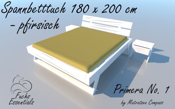Spannbetttuch 180 x 200 Primera No.1 in pfirsich - für Matratzen bis 22 cm Höhe