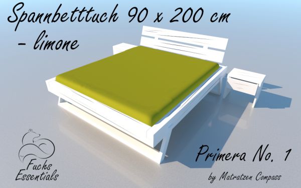 Spannbetttuch 100 x 200 Primera No.1 in limone - für Matratzen bis 22 cm Höhe