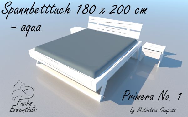Spannbetttuch 180 x 200 Primera No.1 in aqua - für Matratzen bis 22 cm Höhe