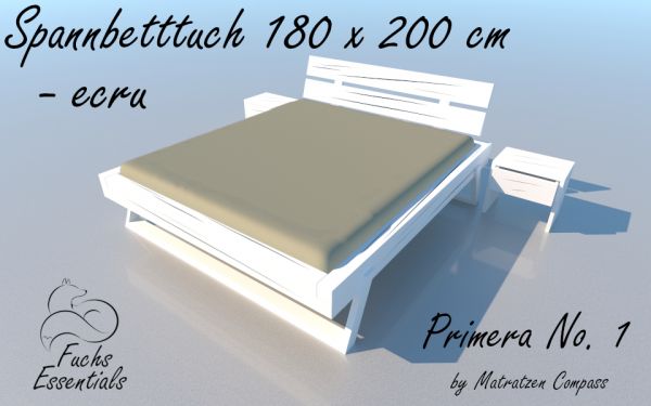 Spannbetttuch 180 x 200 Primera No.1 in ecru - für Matratzen bis 22 cm Höhe