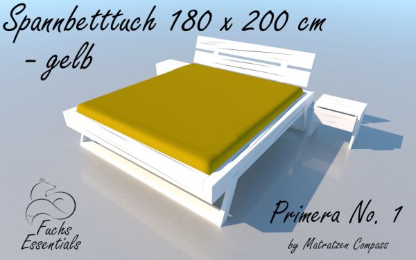 Spannbetttuch 180 x 200 Primera No.1 in gelb - für Matratzen bis 22 cm Höhe