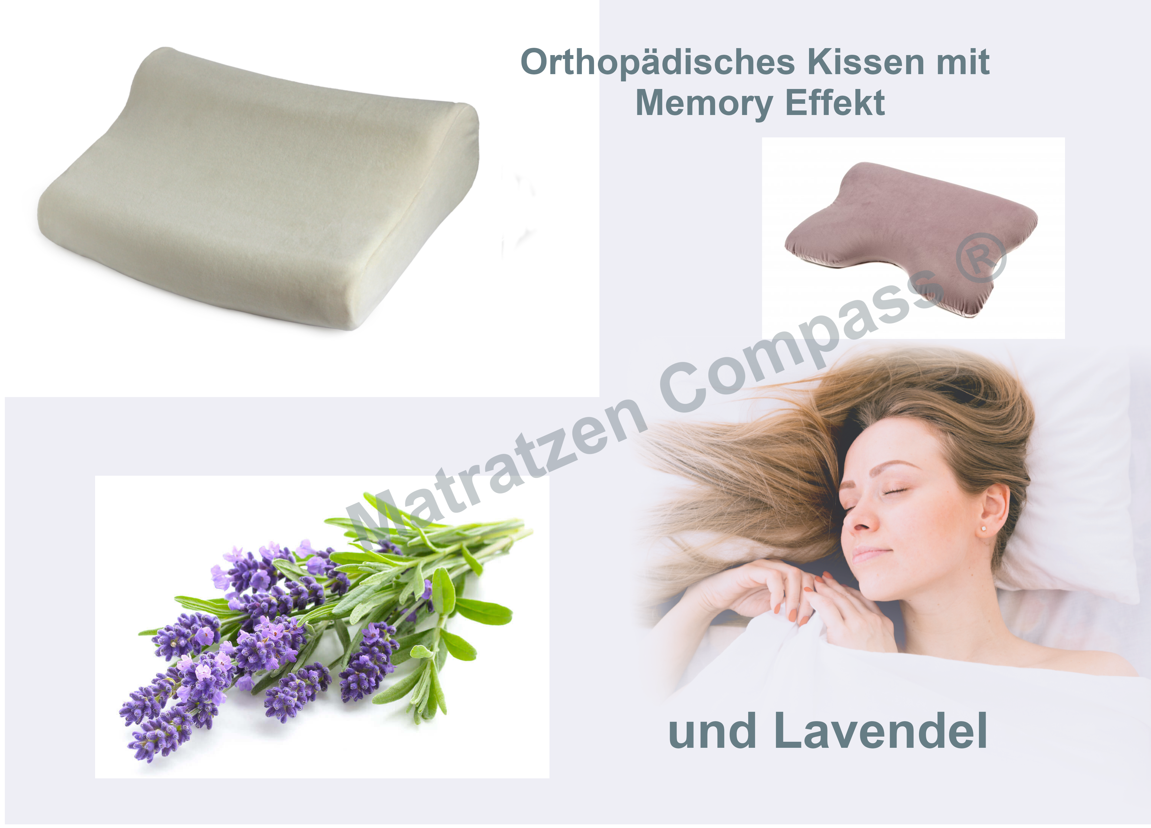 Orthopädisches Kissen mit Memory Effekt Lavendel Nackenstützkissen