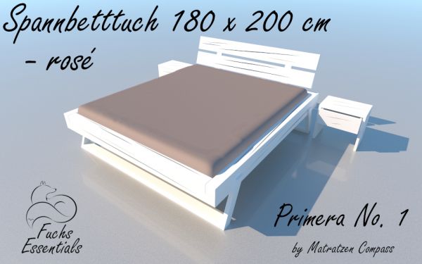 Spannbetttuch 180 x 200 Primera No.1 in rosé - für Matratzen bis 22 cm Höhe