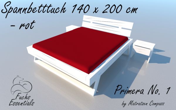 Spannbetttuch 150 x 200 Primera No.1 in rot - für Matratzen bis 22 cm Höhe