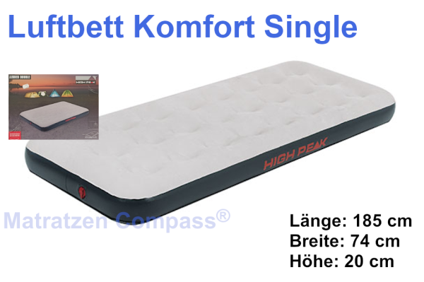 Komfort-Luftbett Single ohne Pumpe 185 x 74 x 20 cm