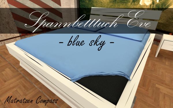 Hochwertiges Spannbetttuch 200 x 200 Eve blue sky - bestens geeignet für Matratzen bis 24 cm Höhe