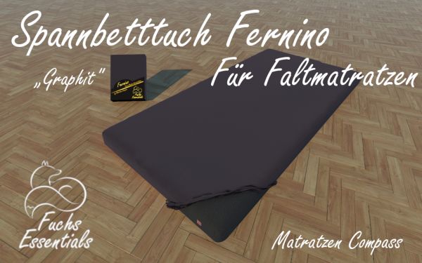 Spannbetttuch 75x200x14 Fernino graphit - speziell für klappbare Matratzen