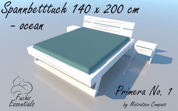 Spannbetttuch 150 x 200 Primera No.1 in ocean - für Matratzen bis 22 cm Höhe