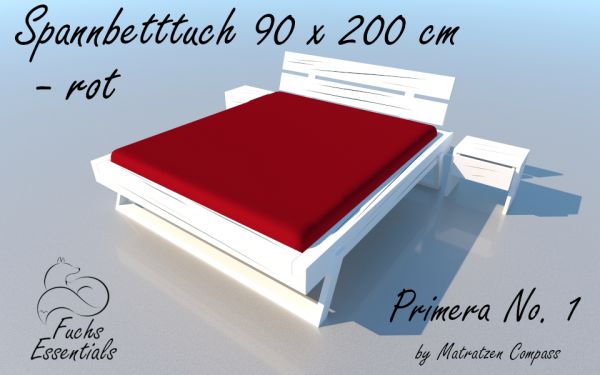 Spannbetttuch 100 x 200 Primera No.1 in rot - für Matratzen bis 22 cm Höhe