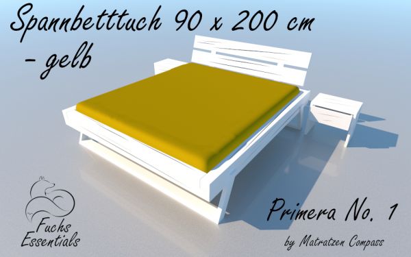 Spannbetttuch 100 x 200 Primera No.1 in gelb - für Matratzen bis 22 cm Höhe