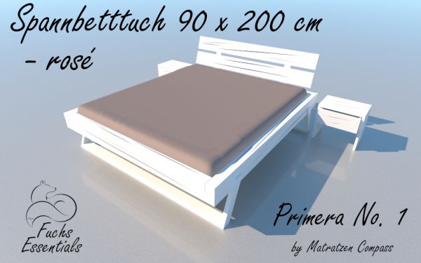 Spannbetttuch 100 x 200 Primera No.1 in rosé - für Matratzen bis 22 cm Höhe