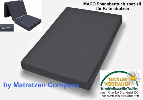 MACO Spannbetttuch für Faltmatratzen 110/112/115/120 x 190/200 cm anthrazit