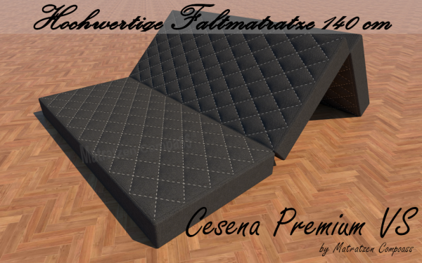 Cesena Premium VS 140 x 200 x 14 cm Memory - Viscoseschaum - Faltmatratze 3 - teiliig grau